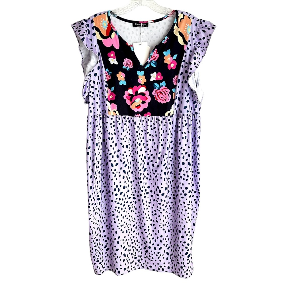 Coeur de Vague Designed in France NWT Midi Ruffled Sleeve Dress Size Medium